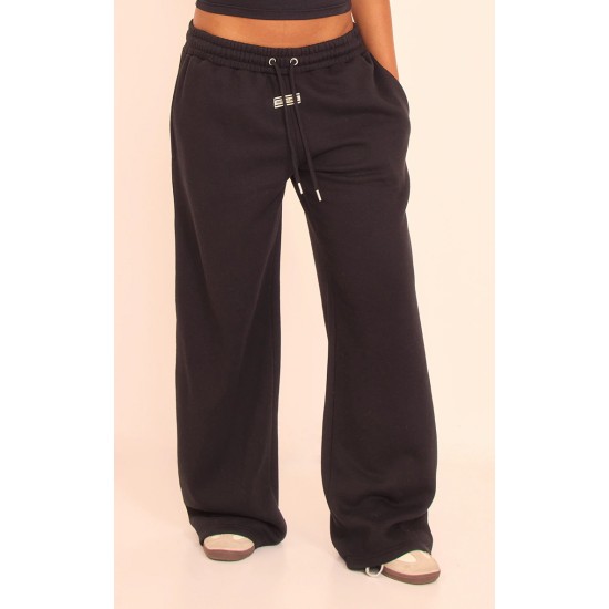 PRETTYLITTLETHING Black Tab  Wide Leg Sweatpants