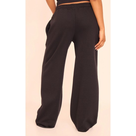 PRETTYLITTLETHING Black Tab  Wide Leg Sweatpants