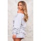 Grey Marl Sweat Bardot Frill Skirt Mini Dress