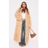 Natural Ombre Tip Hooded Faux Fur Maxi Coat