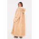 Natural Ombre Tip Hooded Faux Fur Maxi Coat