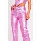 Pink Metallic Denim Stitch Detail Straight Leg Jeans