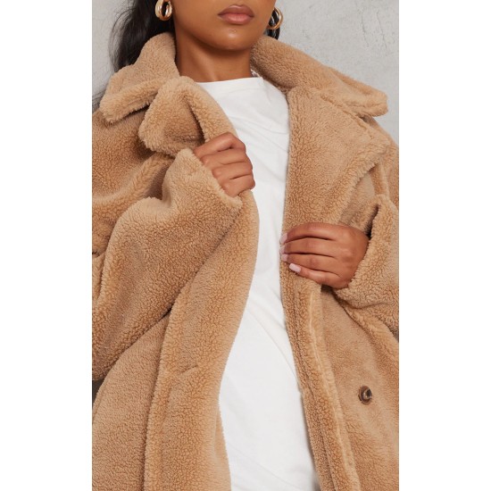 Camel Teddy Bear Borg Coat