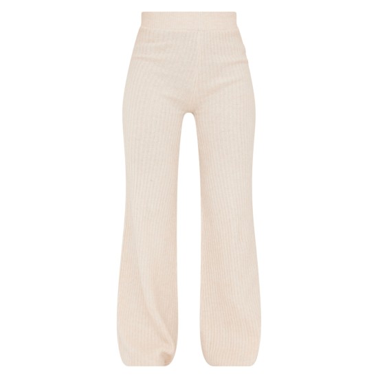 Oatmeal Luxe Rib Knit Wide Leg Pants