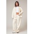 PRETTYLITTLETHING Cream Premium Embroidered Oversized Wide Leg Sweatpants