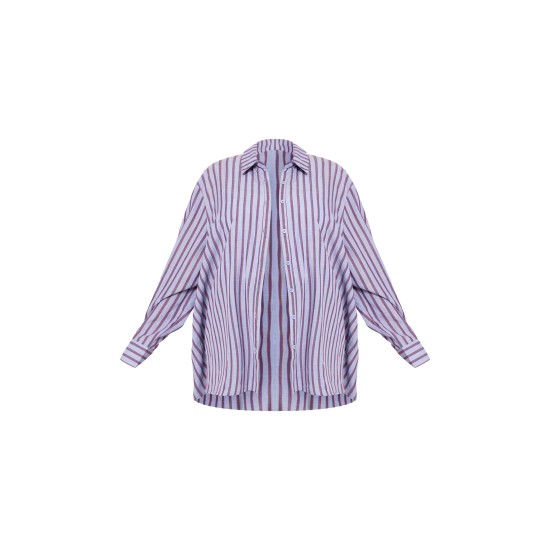 Plus Blue Striped Oversized Shirt