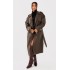 Petite Chocolate Faux Leather Buckle Trench Coat