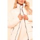 PRETTYLITTLETHING Off White Panelled High Neck Puffer Coat