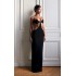 PLT Label Black Extreme Cut Out Bust Detail Tailored Maxi Dress