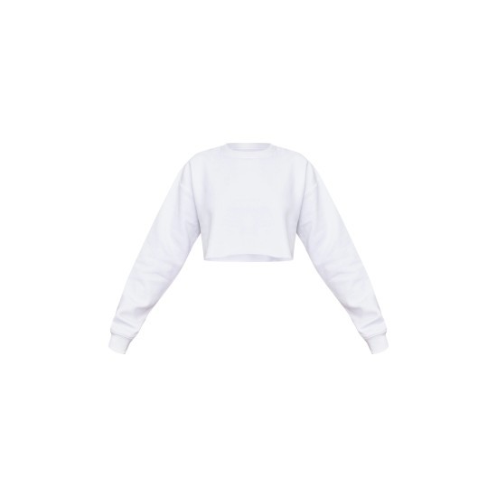 White Crop Oversized Fit Sweatshirt