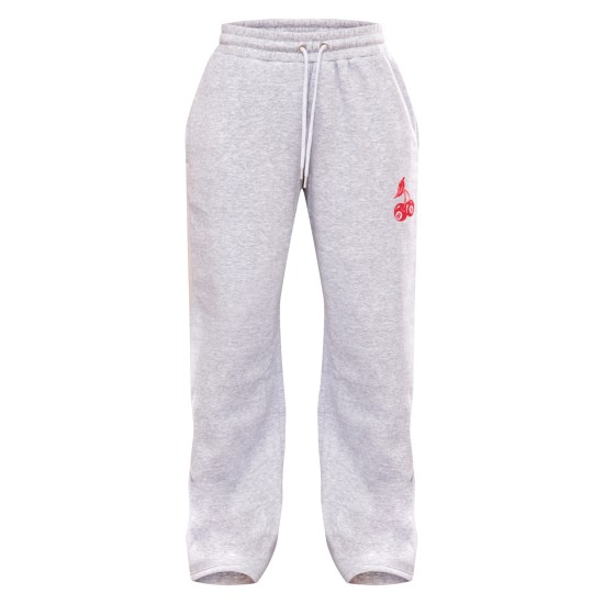 Grey Marl Cherry Print Oversized Wide Leg Sweatpants