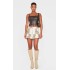 Stone Snake Print Faux Leather Frill Hem Mini Skirt