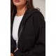 PRETTYLITTLETHING  Black Premium Embroidered Zip Front Oversized Hoodie