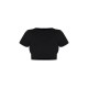 Basic Black Cotton Blend Short Sleeve Crop Top