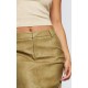 Premium Olive Washed Faux Leather Maxi Skirt