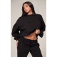 PRETTYLITTLETHING Black Boxy Embroidered Sweatshirt