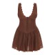 Chocolate Textured Lace Corset Detail Floaty Romper