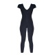 Black V Neck Short Sleeve Jersey Jumpsuit