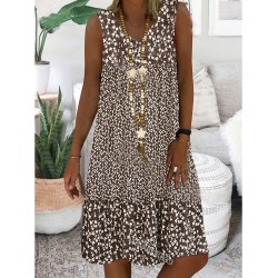 Casual Dress Shift Dress Midi Dress Brown Sleeveless Floral Print Spring Summer V Neck Basic Daily Weekend 2023 S M L XL XXL 3XL – PRYCUS MITCHELL INC