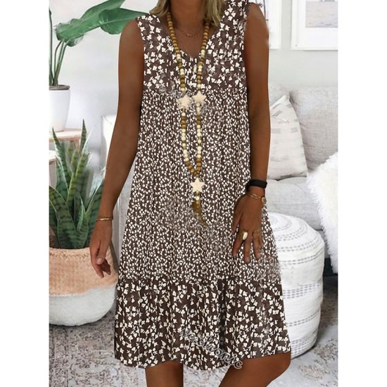 Casual Dress Shift Dress Midi Dress Brown Sleeveless Floral Print Spring Summer V Neck Basic Daily Weekend 2023 S M L XL XXL 3XL – PRYCUS MITCHELL INC