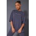 PRETTYLITTLETHING Charcoal Printed Oversized T-shirt