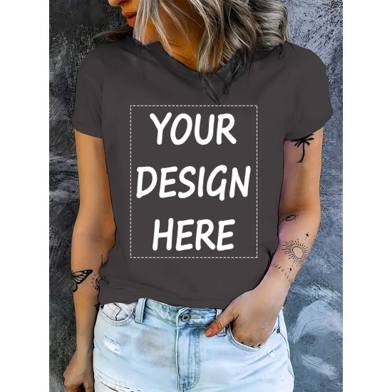 Customized Picture Print T-shirt, Casual Short Sleeve Crew Neck T-shirt For Spring & Summer, Women’s Clothing – PRYCUS MITCHELL INC