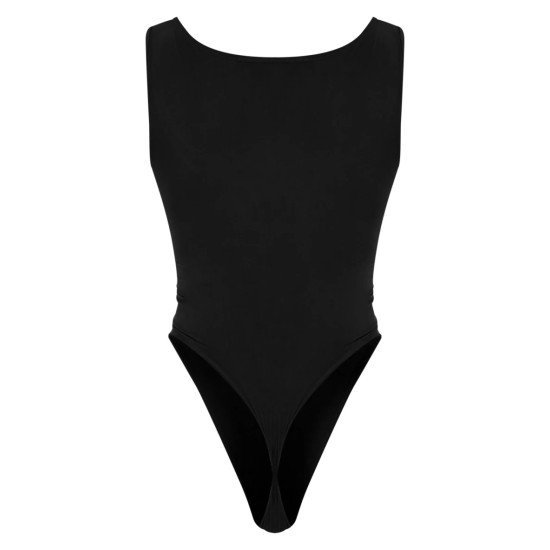 Black Basic Slinky Scoop Neck Bodysuit