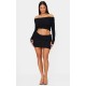 Shape Black Fold Over Ribbed Mini Skirt