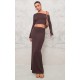 Chocolate Premium  Soft Touch Low Rise Maxi Skirt