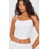 White Woven Cowl Neck Detail Strappy Dip Hem Corset