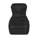 Shape Black Mesh Corset Detail Ruched Bodycon Dress