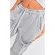 Shape Light Grey Washed Double Waistband Pocket Detail Wide Leg Sweatpants