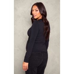 Maternity Black Long Sleeve Basic Fitted Top