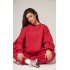 PRETTYLITTLETHING Red Boxy Embroidered Sweatshirt