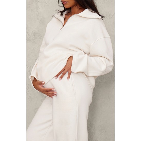 Maternity Cream Wide Leg Sweatpants