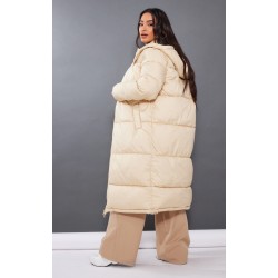 Petite Camel Long Puffer Coat