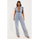 Shape Acid Blue Wash Sleeveless Rigid Denim Jumpsuit