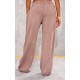 Taupe Washed Rib Panel Wide Leg Sweatpants