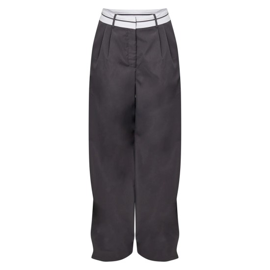 Tall Charcoal Fold Over Front Pants