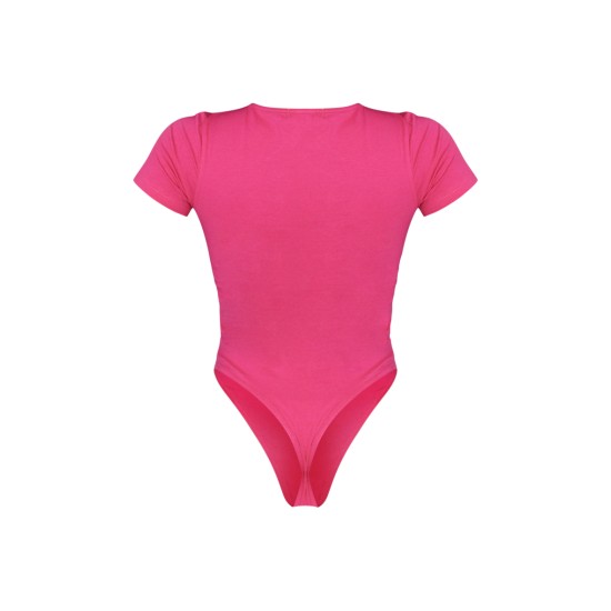 PRETTYLITTLETHING Hot Pink Logo Short Sleeve Bodysuit