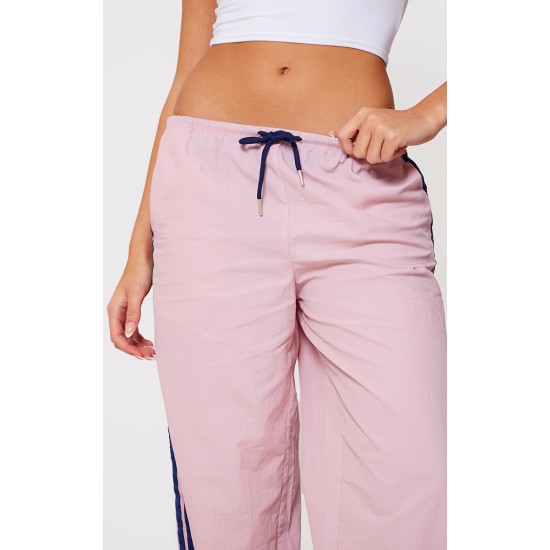 Pink Shell Side Stripe Detail Wide Leg Pants