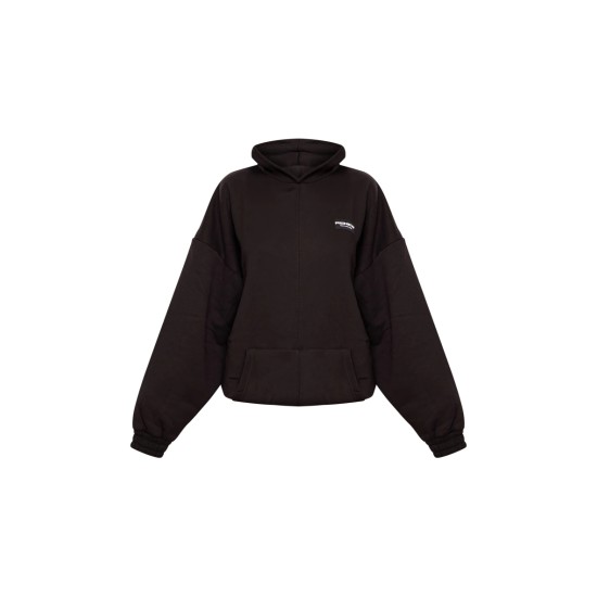 Black Badge Detail Oversized Hoodie