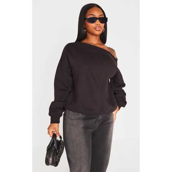 Shape Black Sweat Raw Edge Slouch Sweatshirt