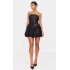 Black Sequin Bandeau Mini Puffball Dress