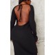 Plus Black Heavy Brushed Rib Tie Back Maxi Dress