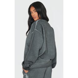 PRETTYLITTLETHING Washed Charcoal Premium Oversized Sweatshirt