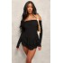 Black Slinky Long Sleeve Bardot Rara Skort Romper