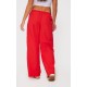 Bright Red Shell Side Stripe Detail Wide Leg Pants