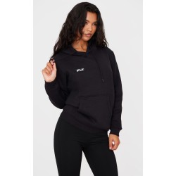 PRETTYLITTLETHING Logo Black Badge Detail Oversized Fit Hoodie