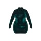 Plus Emerald Green Velour High Neck Long Sleeve Mini Dress